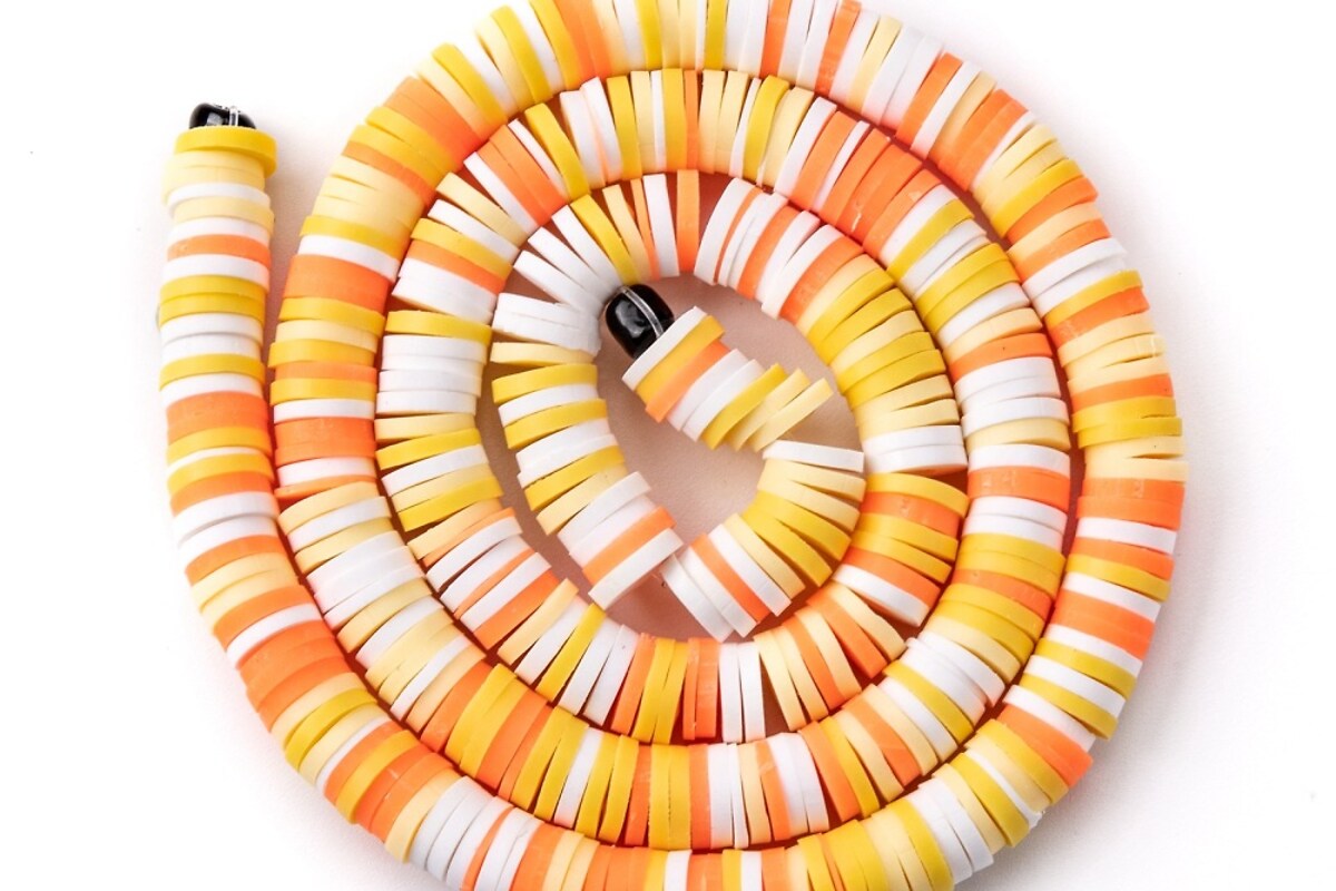 Sirag margele Heishi rondele din lut polimeric 6x0,5-1mm - mix portocaliu