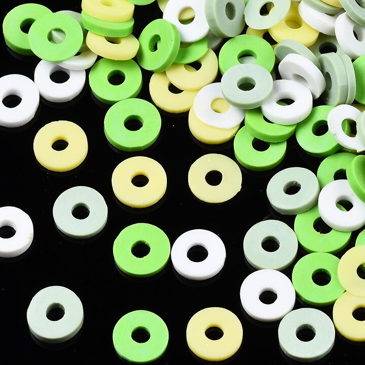 Sirag margele Heishi rondele din lut polimeric 6x0,5-1mm - mix verde