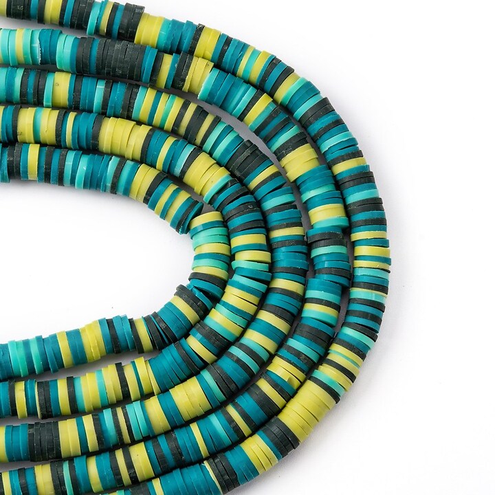 Sirag margele Heishi rondele din lut polimeric 6x0,5-1mm - mix verde