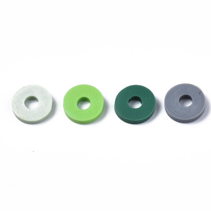 Sirag margele Heishi rondele din lut polimeric 6x0,5-1mm - mix verde gri
