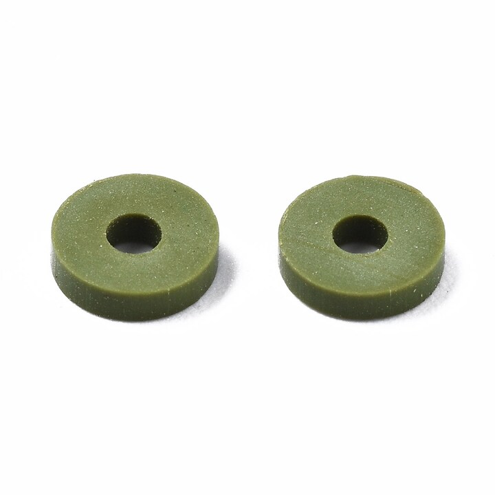 Sirag margele Heishi rondele din lut polimeric 6x0,5-1mm - mix galben verde