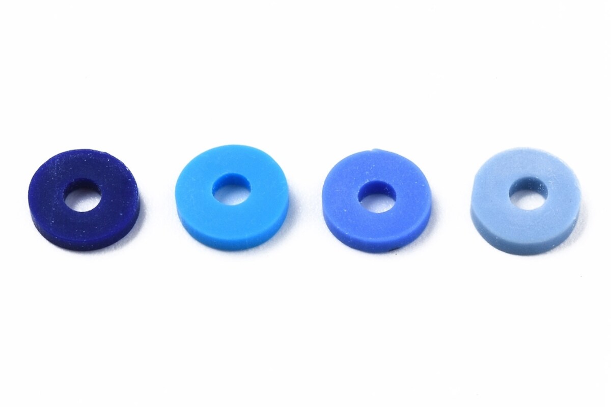 Sirag margele Heishi rondele din lut polimeric 6x0,5-1mm - mix albastru