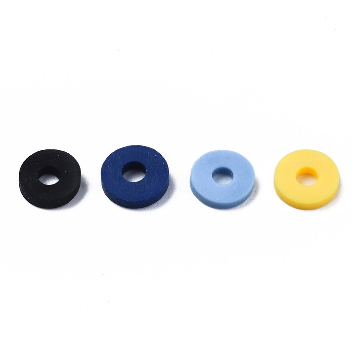 Sirag margele Heishi rondele din lut polimeric 6x0,5-1mm - mix albastru inchis