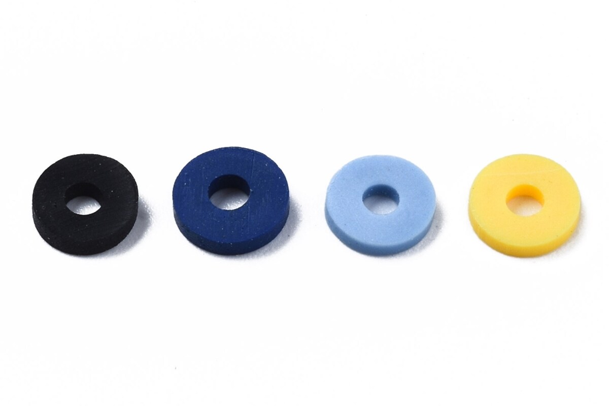 Sirag margele Heishi rondele din lut polimeric 6x0,5-1mm - mix albastru inchis
