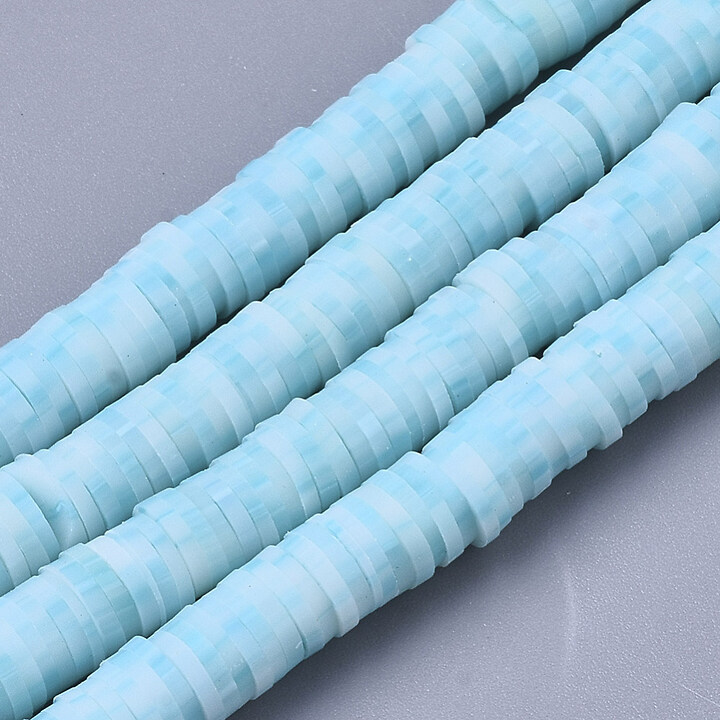 Sirag margele Heishi rondele din lut polimeric 6x0,5-1mm - albastru deschis