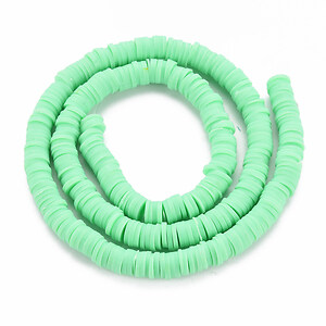 Sirag margele Heishi rondele din lut polimeric 6x0,5-1mm - verde deschis