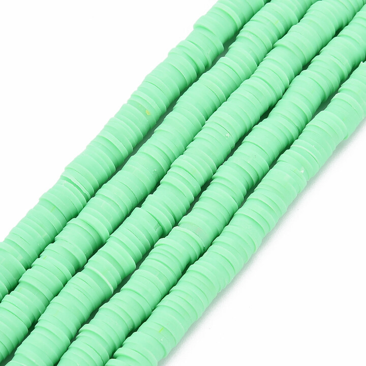 Sirag margele Heishi rondele din lut polimeric 6x0,5-1mm - verde deschis