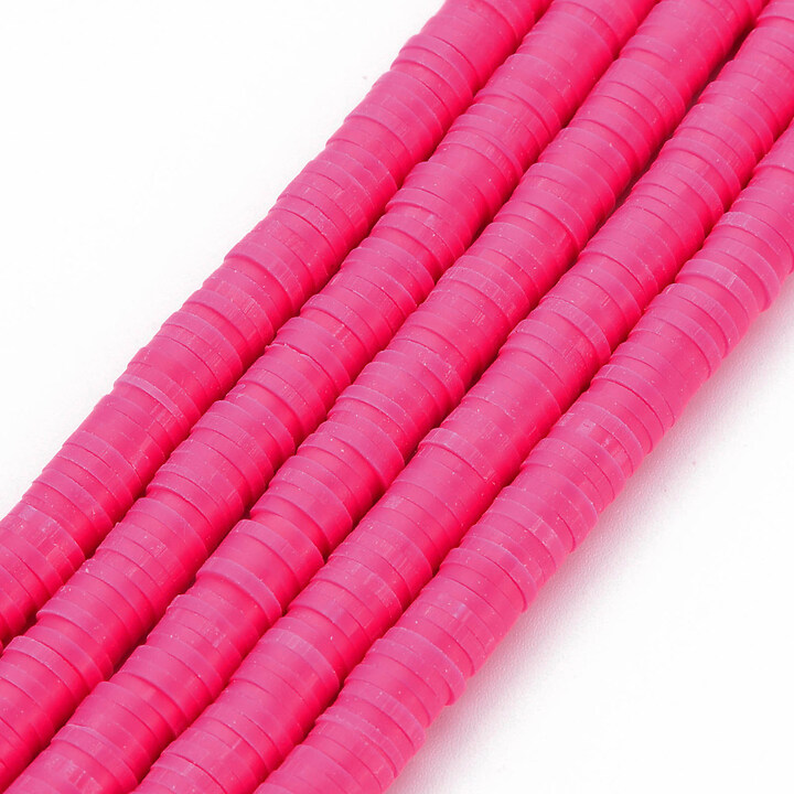 Sirag margele Heishi rondele din lut polimeric 6x0,5-1mm - roz fucsia