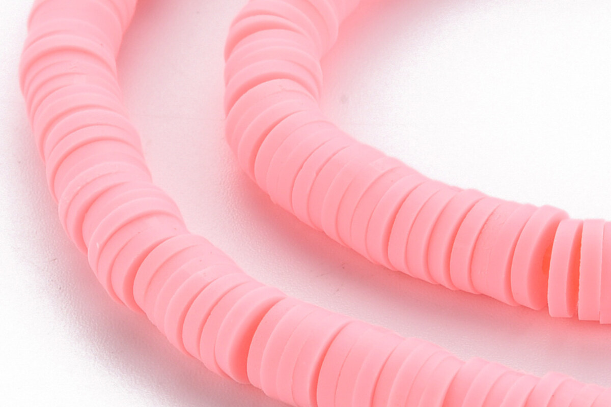 Sirag margele Heishi rondele din lut polimeric 6x0,5-1mm - roz deschis