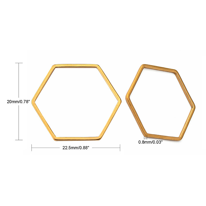 Link de legatura otel inoxidabil auriu 304 hexagon 20x22,5x0,8mm