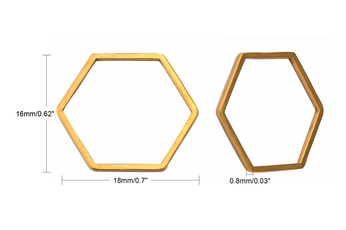 Link de legatura otel inoxidabil auriu 304 hexagon 16x18x0,8mm