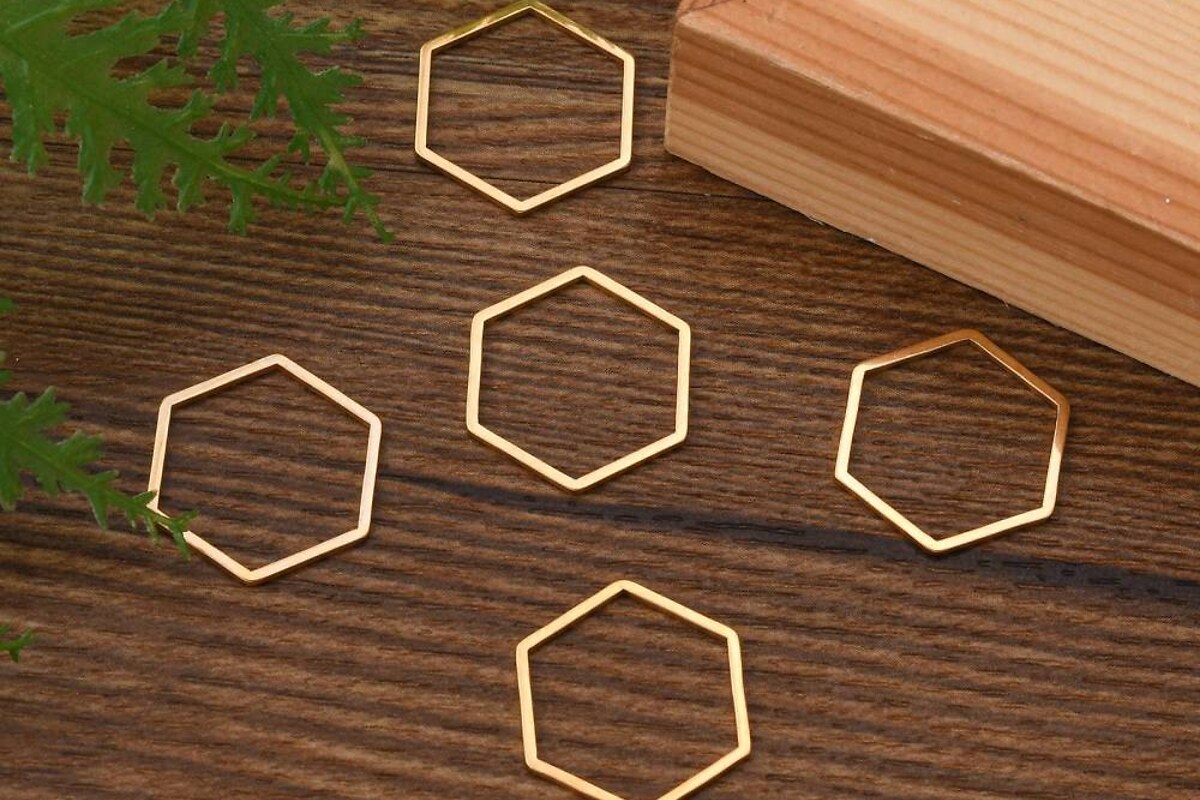 Link de legatura otel inoxidabil auriu 304 hexagon 16x18x0,8mm