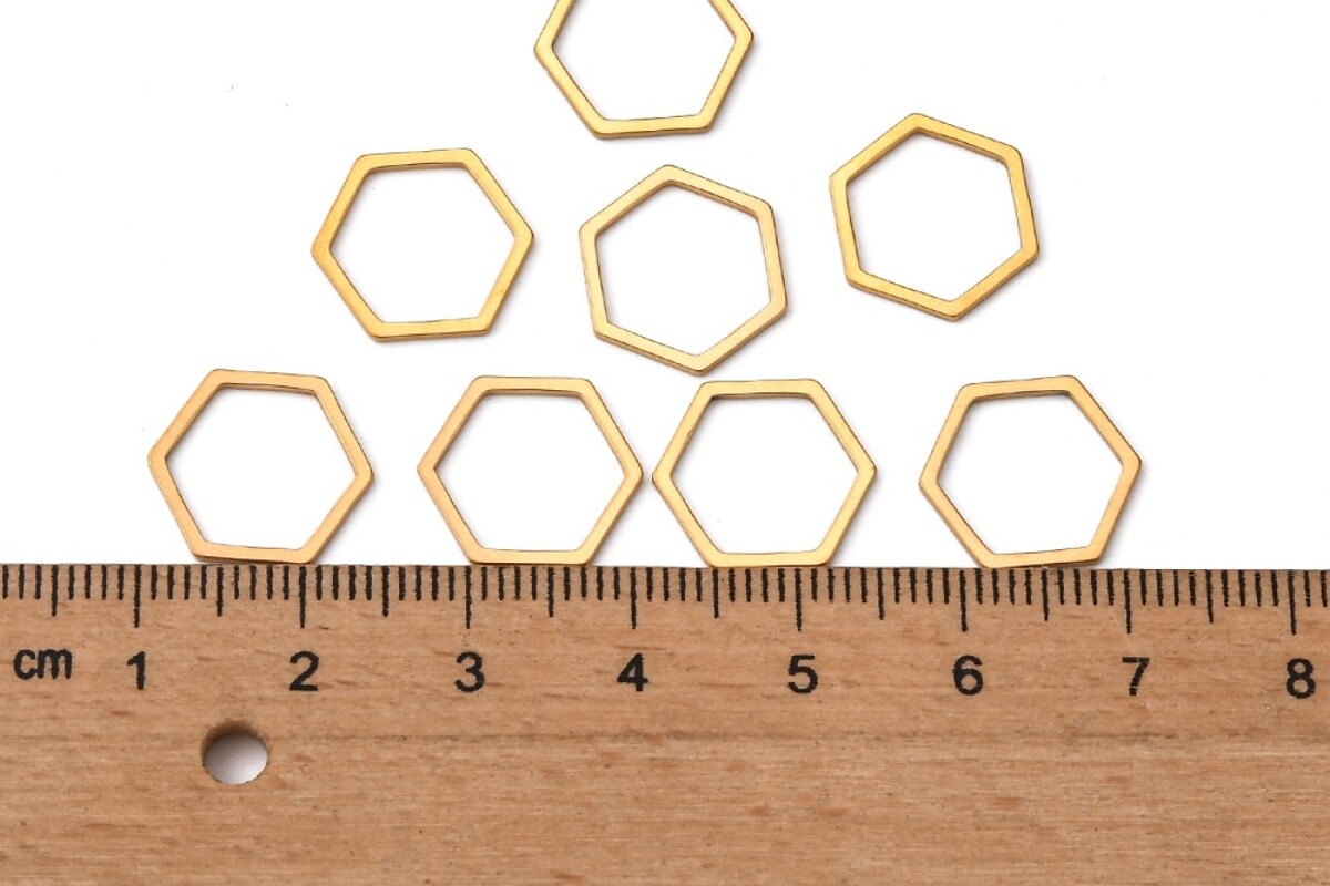 Link de legatura otel inoxidabil auriu 304 hexagon 13,5x12x0,8mm