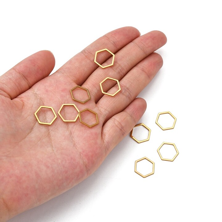 Link de legatura otel inoxidabil auriu 304 hexagon 13,5x12x0,8mm