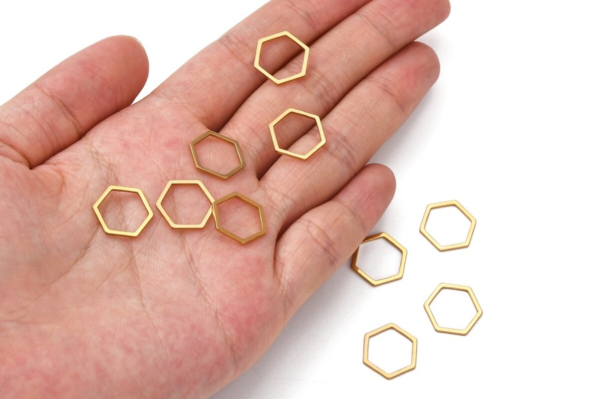 Link de legatura otel inoxidabil auriu 304 hexagon 13,5x12x0,8mm