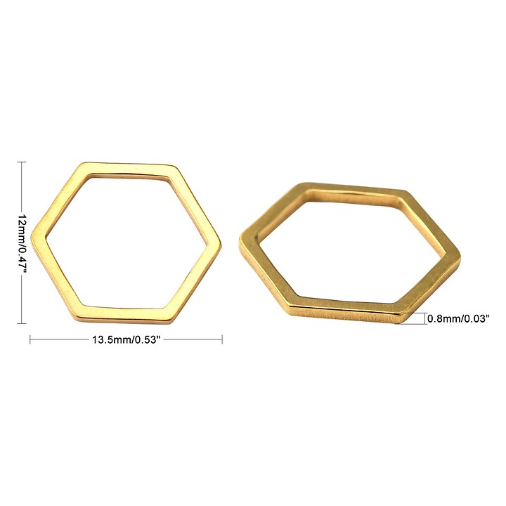 Link de legatura otel inoxidabil auriu 304 hexagon 13,5x12x0,8mm