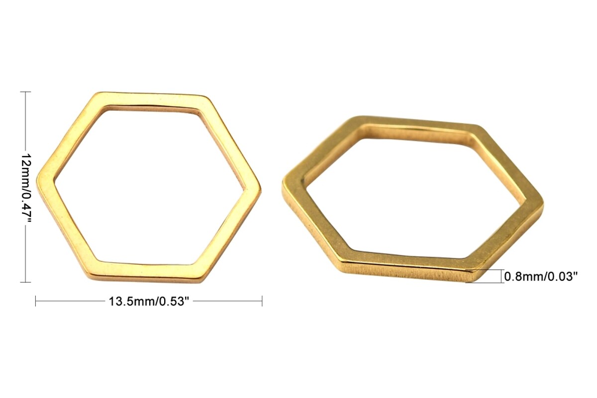 Link de legatura otel inoxidabil auriu 304 hexagon 13,5x12x0,8mm