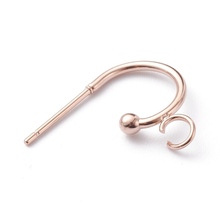 Tortite cercei otel inoxidabil 304 rose gold half hoop 19x15x2,5mm (2 buc.)