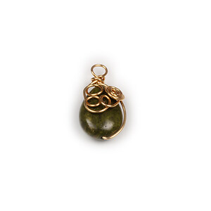 Pandantiv unakite cu agatatoare aurie 25-26x14mm