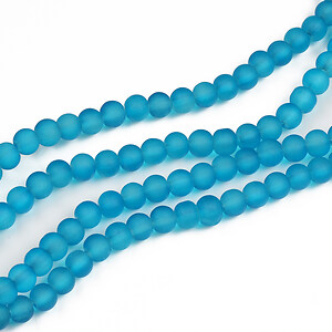 Sirag margele de sticla frosted (mat) sfere 6mm - albastru