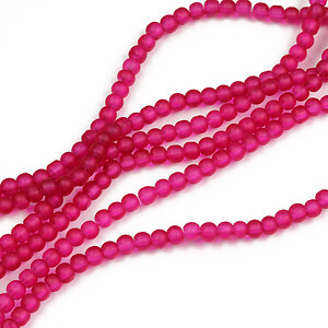 Sirag margele de sticla frosted (mat) sfere 4mm - magenta