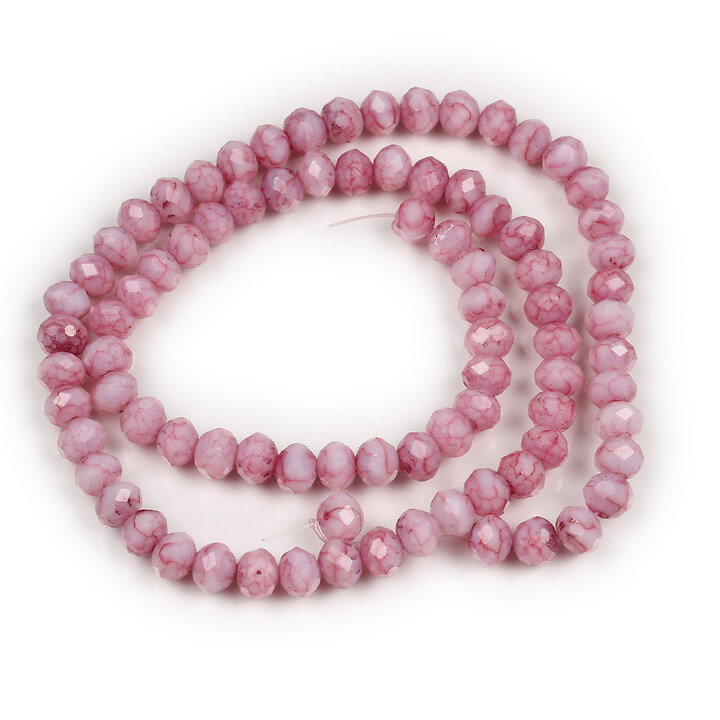 Margele cristal cu efect crackle rondele 5x6mm (sirag) - roz antic
