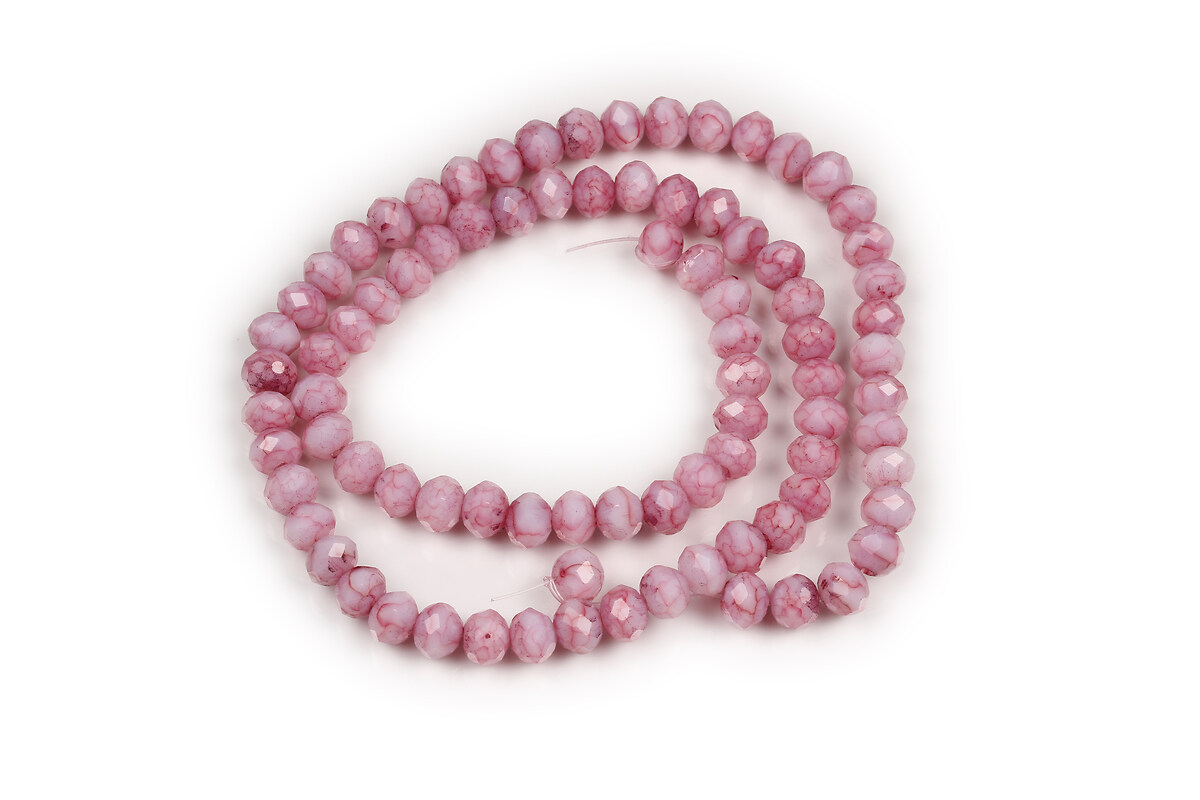 Margele cristal cu efect crackle rondele 5x6mm (sirag) - roz antic