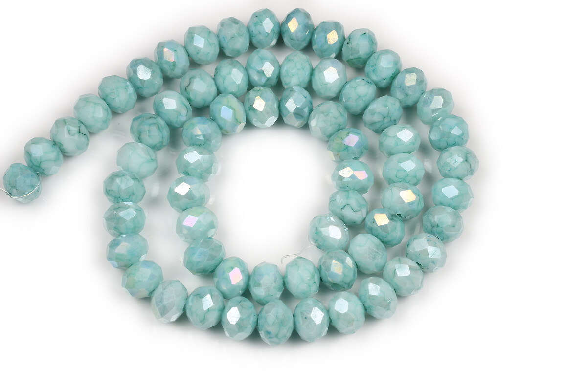 Margele cristal cu efect crackle rondele 8x10mm (sirag) - turcoaz