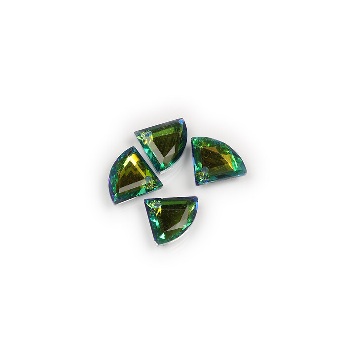 Pandantiv de cristal electroplacat evantai 10x12x3mm - verde