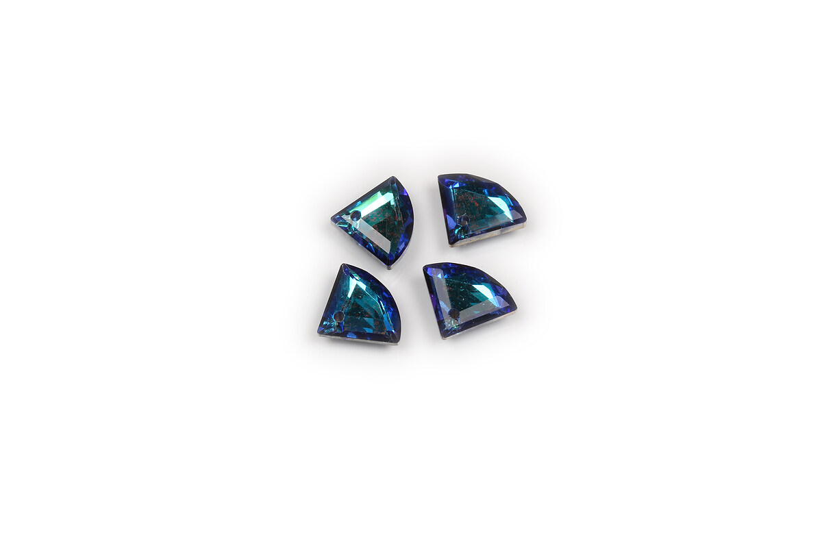 Pandantiv de cristal electroplacat evantai 10x12x3mm - albastru