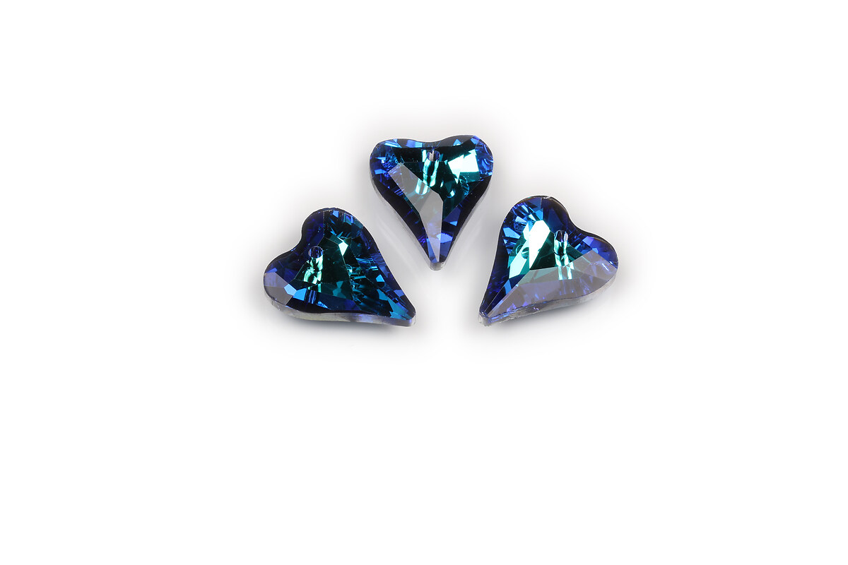 Pandantiv de cristal electroplacat inima 17,5x14x6mm - albastru
