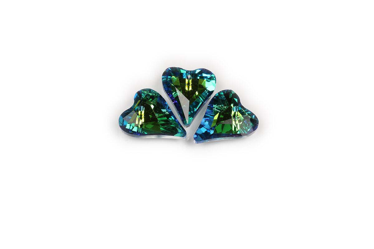 Pandantiv de cristal electroplacat inima 17,5x14x6mm - verde