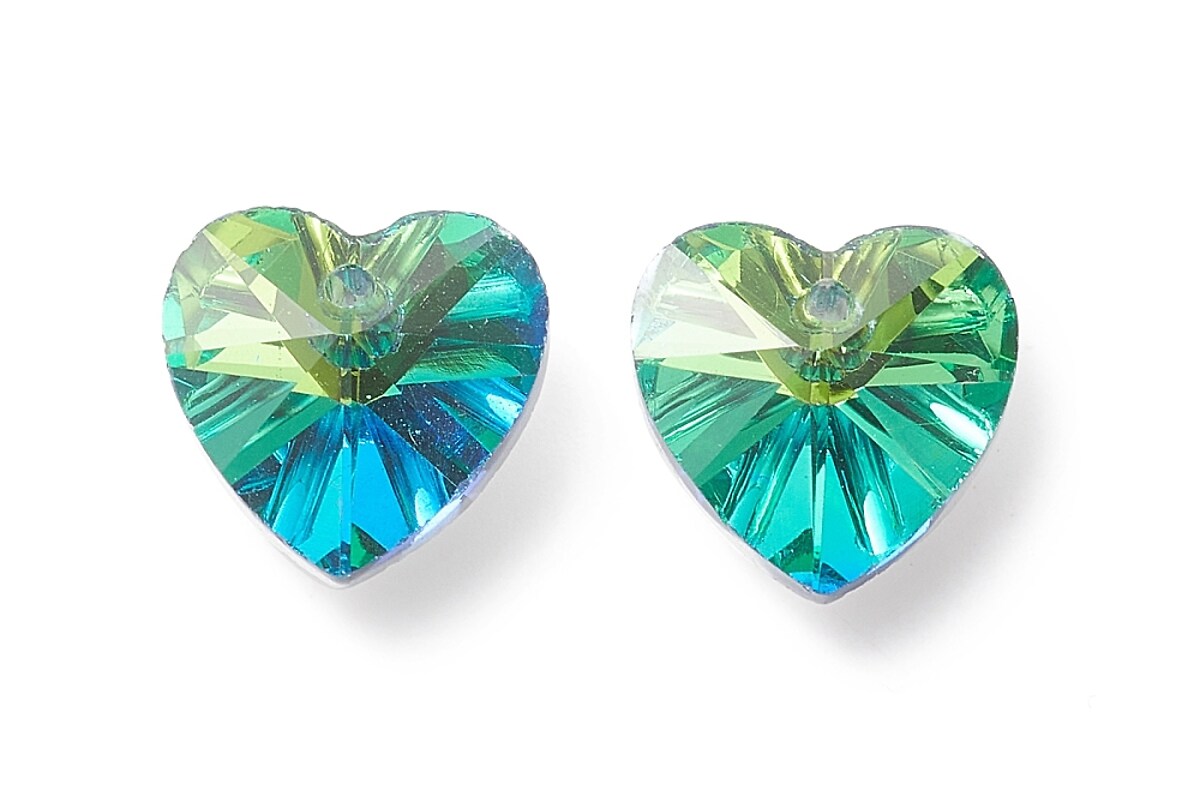 Pandantiv de cristal inima 14x14x7,5mm - verde