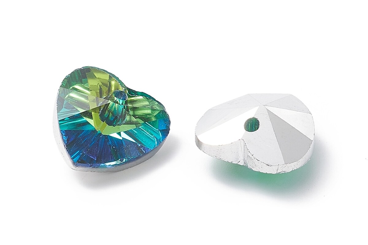 Pandantiv de cristal inima 14x14x7,5mm - verde