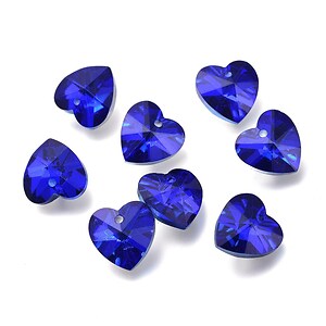 Pandantiv de cristal inima 14x14x7,5mm - albastru