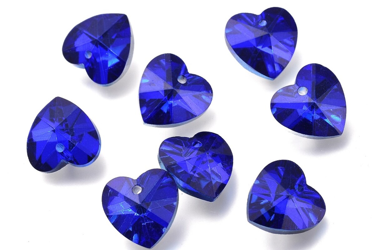 Pandantiv de cristal inima 14x14x7,5mm - albastru