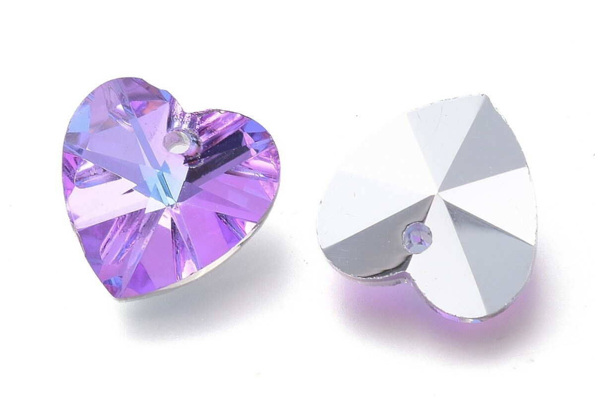 Pandantiv de cristal inima 14x14x7,5mm - albastru-mov