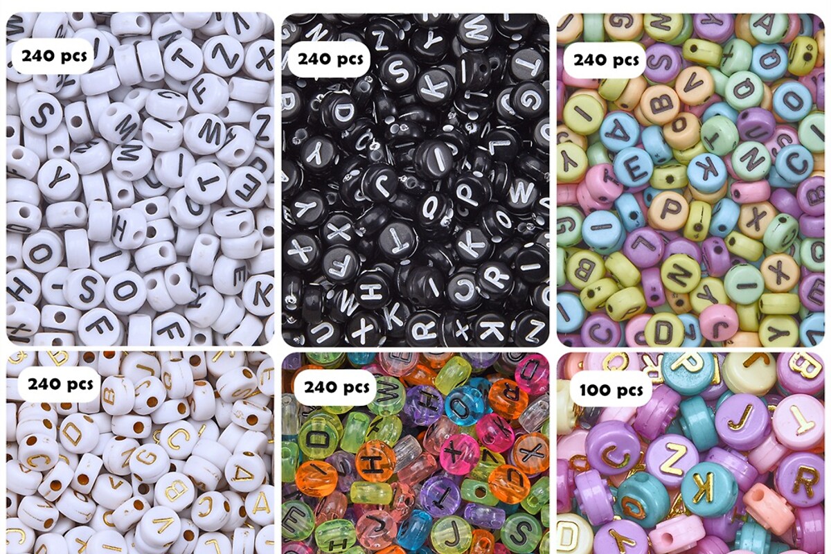 Margele set creativ, cutie 19x13x2cm cu 1300 margele cu litere colorate din plastic