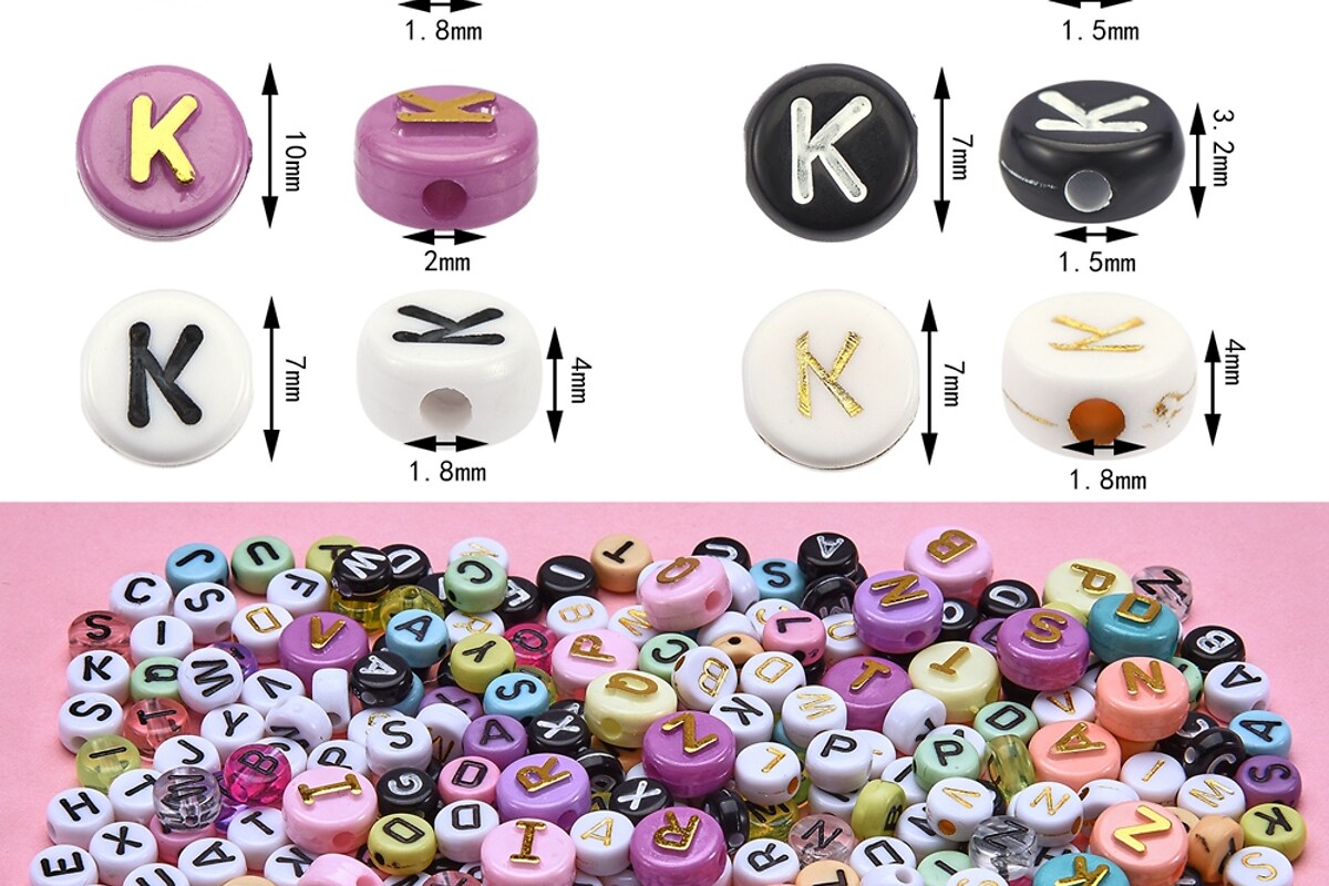 Margele set creativ, cutie 19x13x2cm cu 1300 margele cu litere colorate din plastic