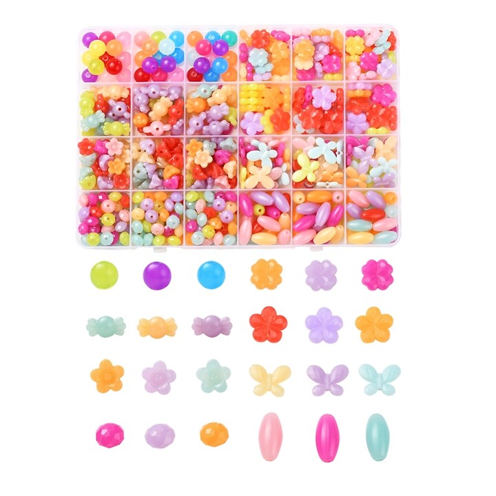 Margele set creativ, cutie 19x13,5x1,8cm cu 533 buc. margele plastic