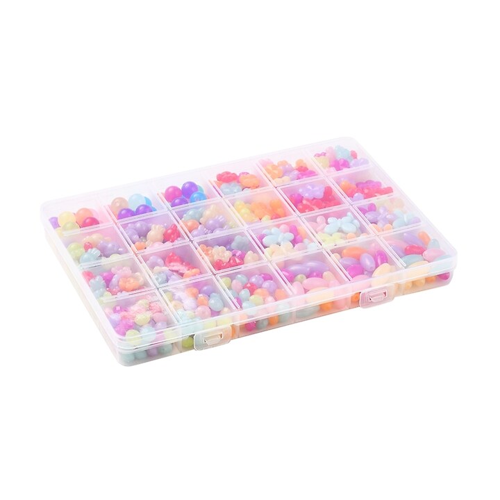 Margele set creativ, cutie 19x13,5x1,8cm cu 533 buc. margele plastic