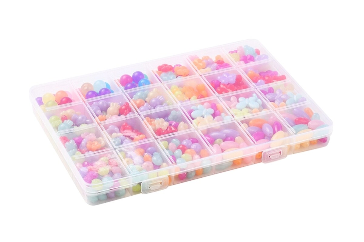 Margele set creativ, cutie 19x13,5x1,8cm cu 533 buc. margele plastic