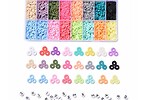 Margele set creativ, cutie 19x13x3,6cm cu 240gr. margele Heishi din lut polimeric, CADOU litere de plastic 40gr.