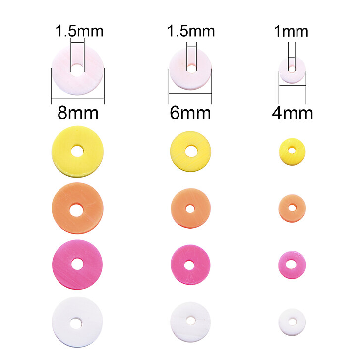 Margele set creativ, cutie 13,8x10,5x3cm cu 136gr. margele Heishi din lut polimeric, 3 dimensiuni