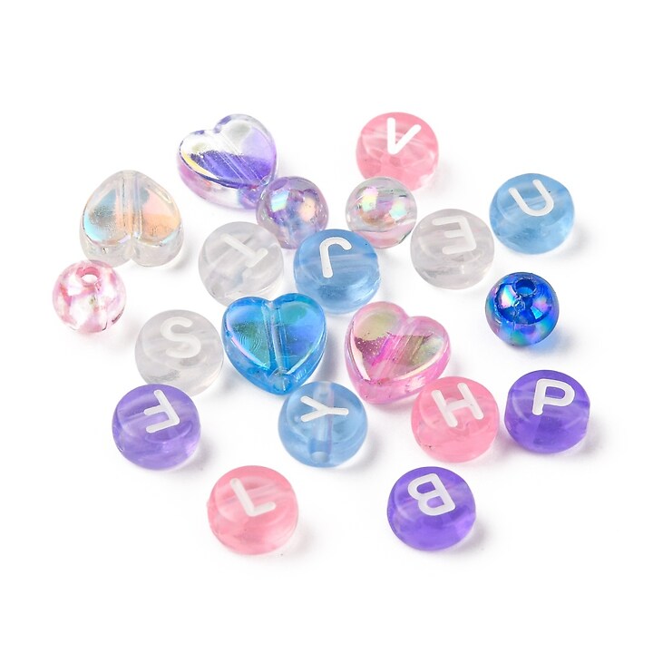 Margele set creativ, cutie 13x10x2,2cm cu 868 buc. margele plastic si margele litere