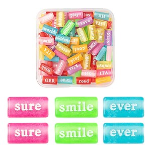 Margele set creativ, cutie 7,4x7,3x2,5cm cu 100 margele din plastic cu mesaje