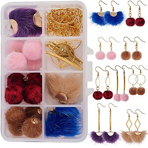 Margele set creativ, cutie 11x7x3cm cu 86 buc. margele si accesorii pentru cercei cu ciucuri blanita