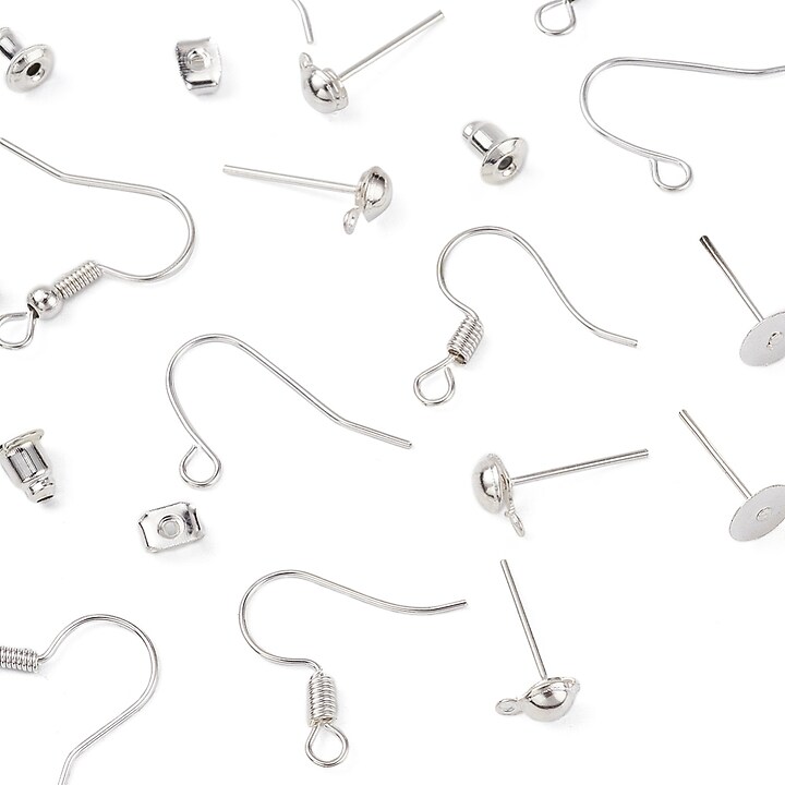 Margele set creativ, cutie 9x6,5x1,4cm cu 254 buc. accesorii metalice tortite pentru cercei
