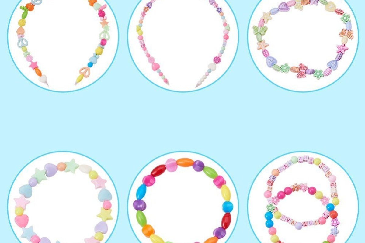 Margele set creativ, cutie 18,5x12,5x2,2cm cu 600 buc. margele plastic si accesorii