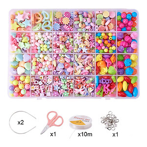 Margele set creativ, cutie 18,5x12,5x2,2cm cu 600 buc. margele plastic si accesorii